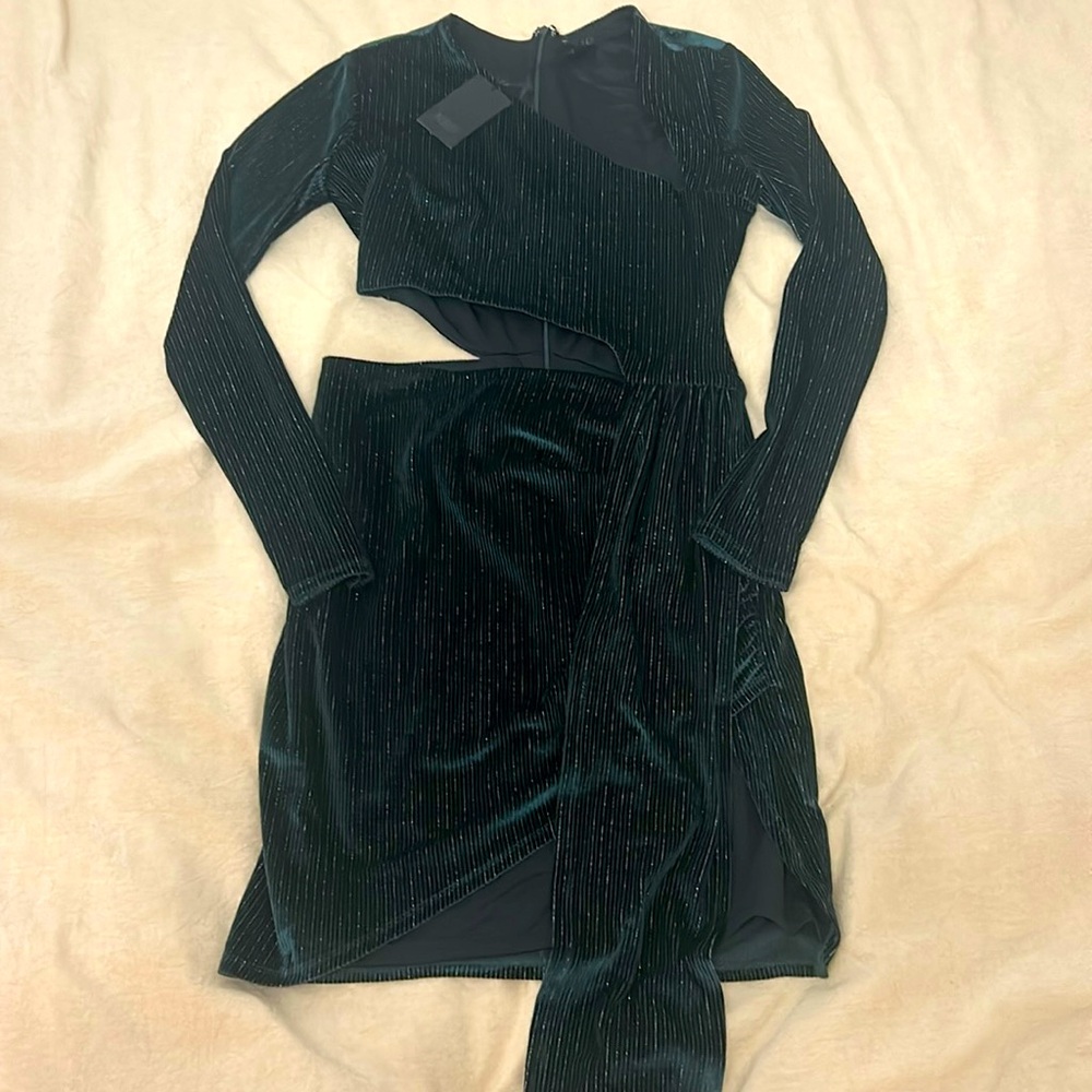 NBD Green Velvet Slit Dress
